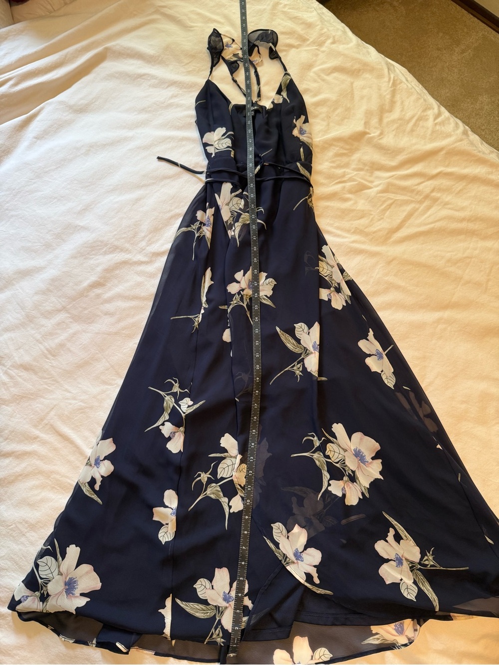 Lulu’s Navy Floral Maxi Wrap Dress